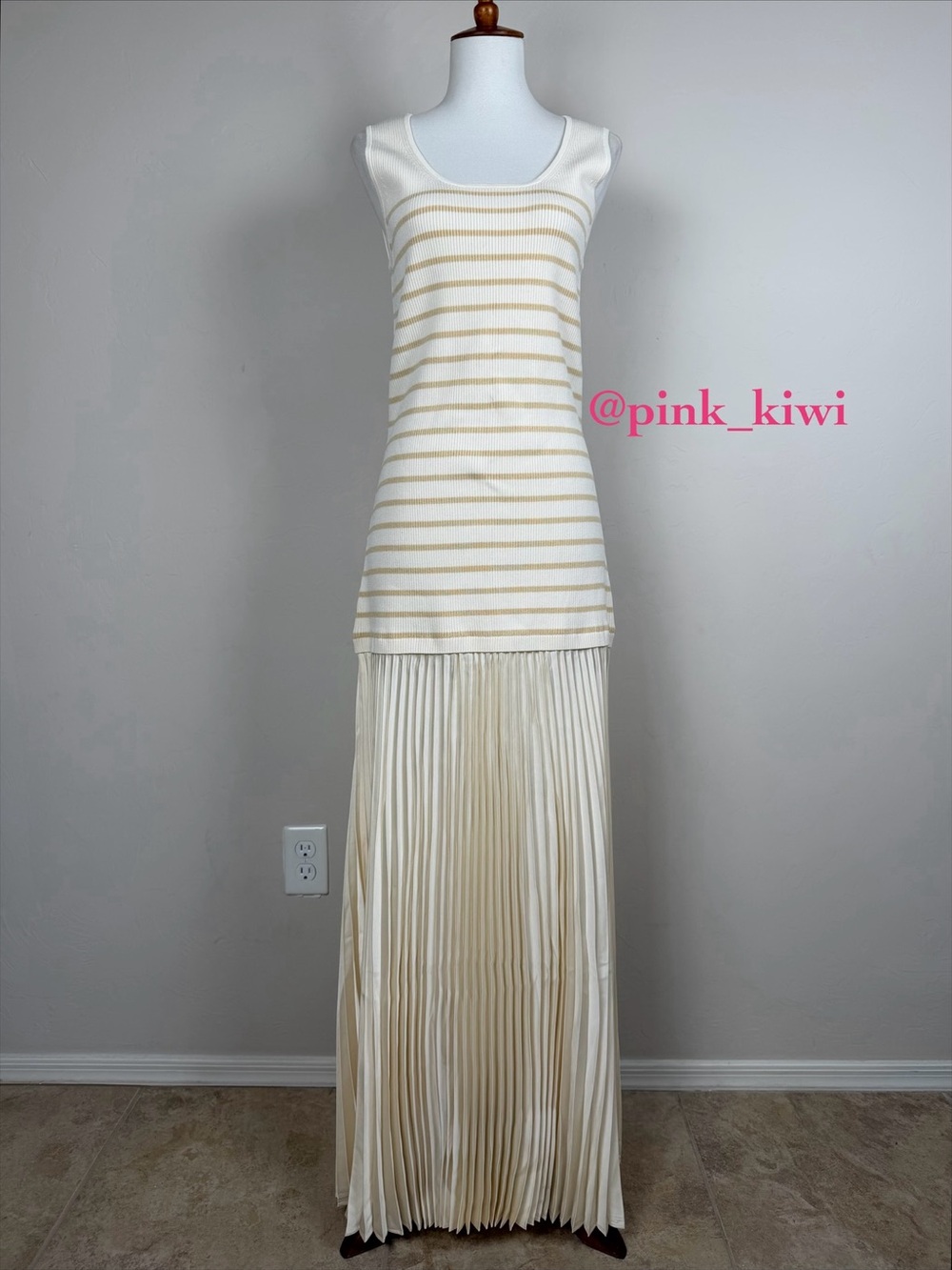 Rag & Bone Millie Mixed Media Ivory Striped Tank Dress - Picture 1 of 14